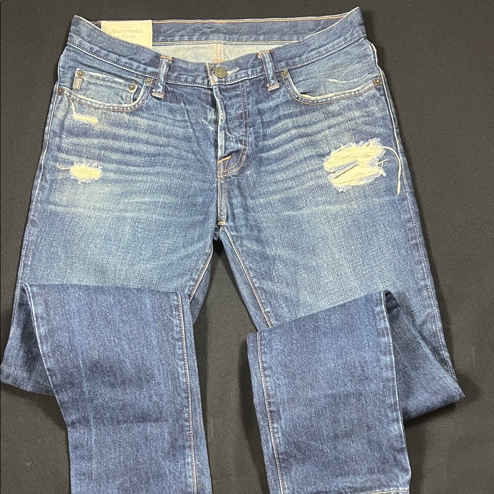 Abercrombie & Fitch Men's Blue Distressed Jeans